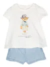 Polo Ralph Lauren Polo Bear Cotton Shorts Set In White