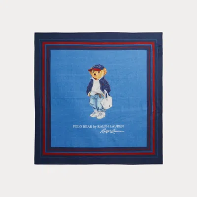 Polo Ralph Lauren Polo Bear Cotton Square Scarf In Bright Multi In Blue