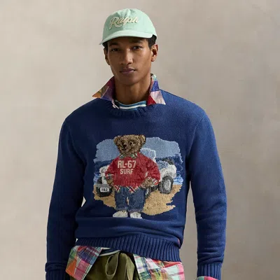 Ralph Lauren Polo Bear Cotton Sweater In Light Navy
