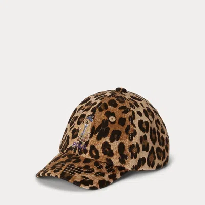 Ralph Lauren Babies'  Polo Bear Cotton Twill Ball Cap In Brown