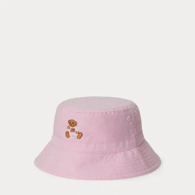 Ralph Lauren Babies' Polo Bear Cotton Twill Bucket Hat In New Rose In Gray