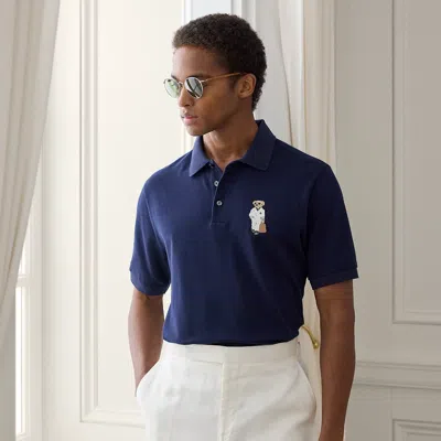 Ralph Lauren Polo Bear Cotton-cashmere Polo Shirt In Classic Chairman Navy In Blue
