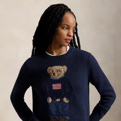 Ralph Lauren Polo Bear Cotton-linen Sweater In Navy Multi In Blue