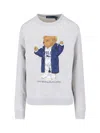 Ralph Lauren Polo Bear Crew Neck Sweatshirt In Gray