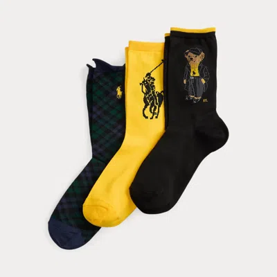 Ralph Lauren Polo Bear Crew Sock 3-pack In Multi