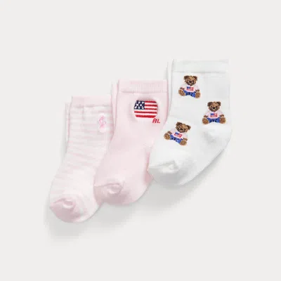 Ralph Lauren Baby Girls 3 Pack American Bear Socks Set In Multi