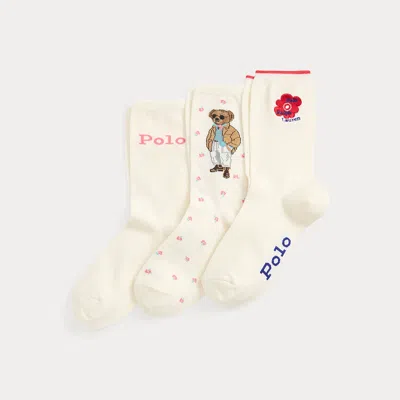 Polo Ralph Lauren Polo Bear Crew Sock 3-pack Gift Set In Ivory In Neutral
