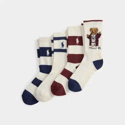 Ralph Lauren Kids' Polo Bear Crew Sock 4-pack In Multi