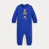 Polo Ralph Lauren Ralph Lauren Polo Bear Graphic Sweatshirt Romper In Travel Blue