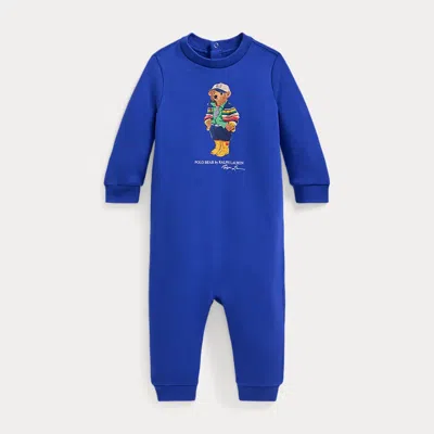 Polo Ralph Lauren Babies' Polo Bear Fleece Coverall In Travel Blue