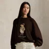 Ralph Lauren Polo Bear Fleece Crewneck In Brown