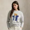 Ralph Lauren Grey Crewneck Logo Print Sweatshirt In Gray