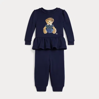 Ralph Lauren Babies'  Polo Bear Fleece Sweatshirt & Pant Set In Blue