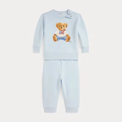 Ralph Lauren Babies'  Polo Bear Fleece Sweatshirt & Pant Set In Blue
