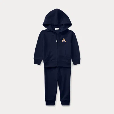 Polo Ralph Lauren Baby Boys Bear Hoodie And Pants, 2 Piece Set In French Navy