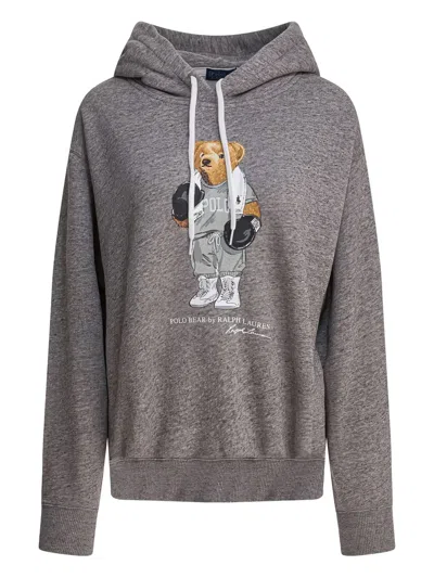 Ralph Lauren Polo Bear Hoodie In Gray