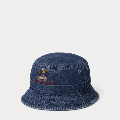 Ralph Lauren Babies' Polo Bear Indigo Denim Bucket Hat In Medium Denim Wash In Blue