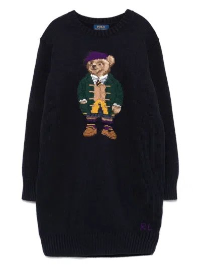 Polo Ralph Lauren Kids' Polo Bear-intarsia Dress In Rl Navy