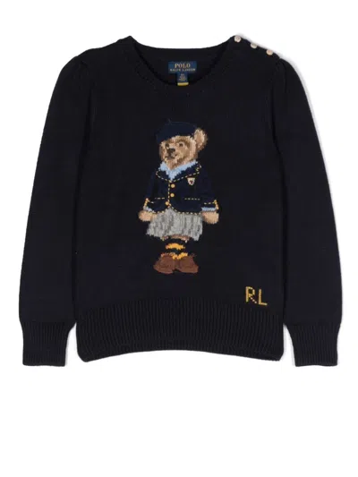 Ralph Lauren Polo Bear Intarsia-knit Jumper In Blau