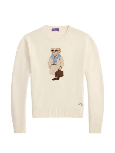 Ralph Lauren Polo Bear Intarsia-knit Sweater In White