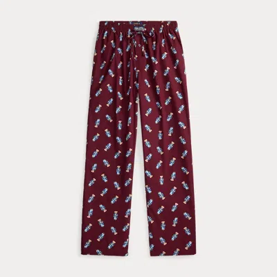 Ralph Lauren Polo Bear Jersey Pajama Pant In Burgundy