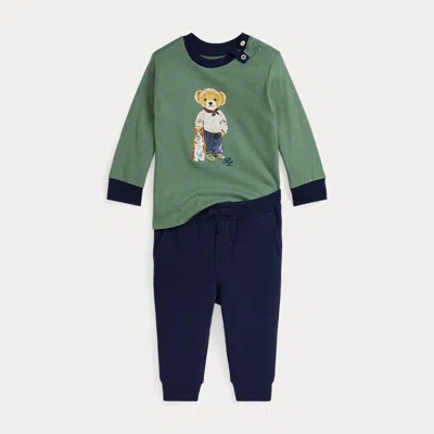 Polo Ralph Lauren Babies' Polo Bear Tracksuit Set In Fatigue Green