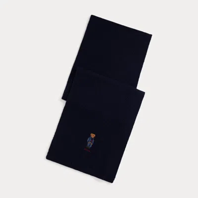 Ralph Lauren Polo Bear Knit Scarf In Blue