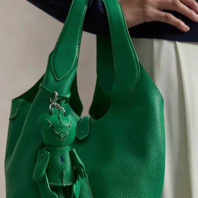 Polo Ralph Lauren Polo Bear Leather Bag Charm In Parrot In Green