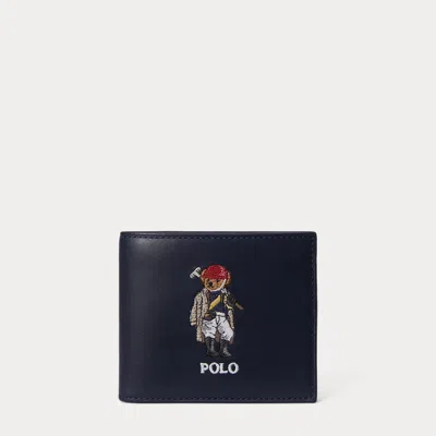 Ralph Lauren Polo Bear Leather Billfold Wallet In Blue