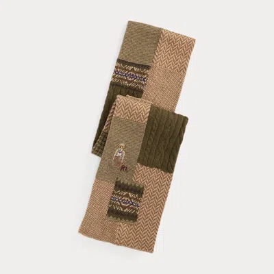 Ralph Lauren Polo Bear Patchwork Wool-blend Scarf In Multi