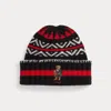 Ralph Lauren Polo Bear Patterned Wool-blend Beanie In Multi