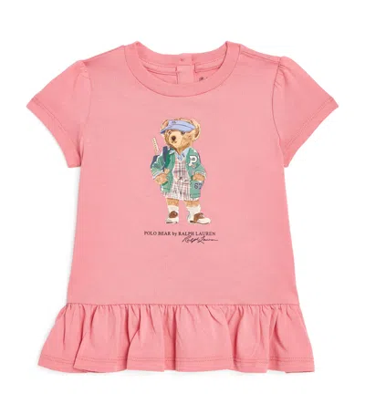 Ralph Lauren Kids' Polo Bear Peplum T-shirt In Pink
