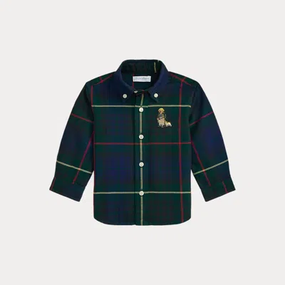 Ralph Lauren Babies'  Polo Bear Plaid Oxford Shirt In Multi