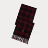 Ralph Lauren Polo Bear Plaid Wool Scarf In Black