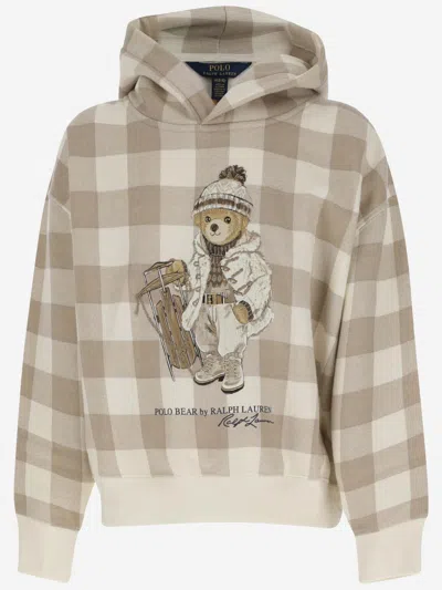 Polo Ralph Lauren Kids' Polo Bear Plush Cotton Hoodie In Gold