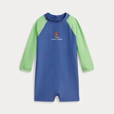 Ralph Lauren Babies'  Polo Bear Rash Guard Shortall In Blue