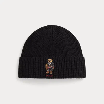 Ralph Lauren Polo Bear Rib-knit Beanie In Black