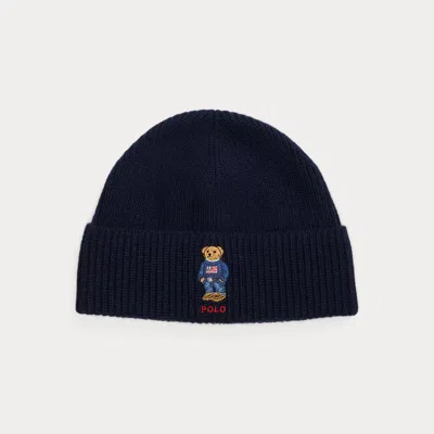 Ralph Lauren Polo Bear Rib-knit Beanie In Blue