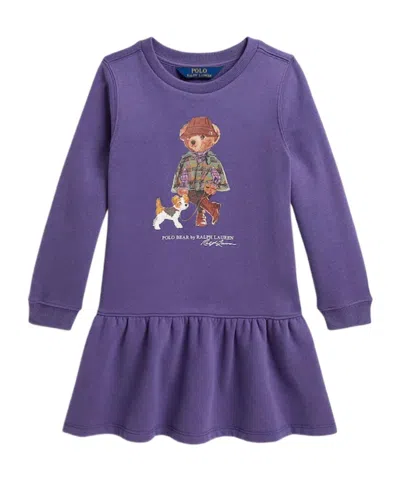 Ralph Lauren Kids' Polo Bear Ruffled Dress In Purple