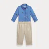 Ralph Lauren Baby Boys Shirt And Trousers Set In Multi