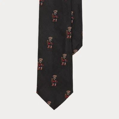 Ralph Lauren Polo Bear Silk Repp Tie In Black