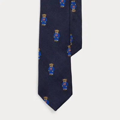 Ralph Lauren Kids' Polo Bear Silk Twill Tie In Blue
