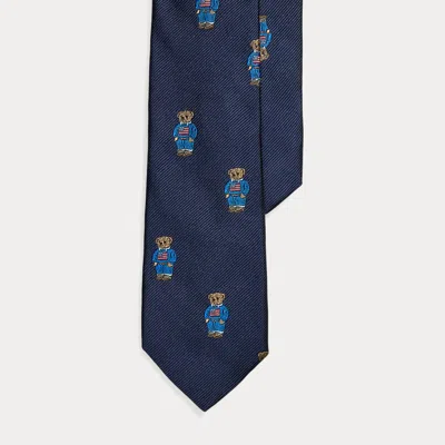 Ralph Lauren Kids' Polo Bear Silk Twill Tie In Navy In Blue