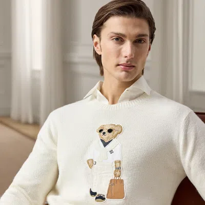 Ralph Lauren Polo Bear Silk-linen Sweater In Classic Cream In White