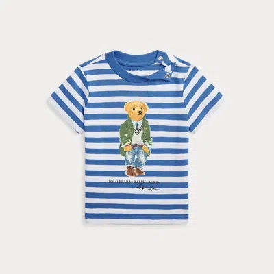 Ralph Lauren Kids' Polo Bear Striped Cotton Jersey T-shirt In Blue