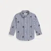 Ralph Lauren Polo Bear Striped Cotton Poplin Shirt In Multi