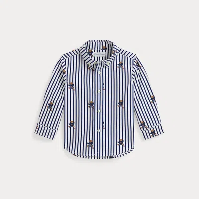 Ralph Lauren Babies'  Polo Bear Striped Cotton Poplin Shirt In Multi
