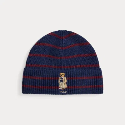 Ralph Lauren Polo Bear Striped Rib-knit Beanie