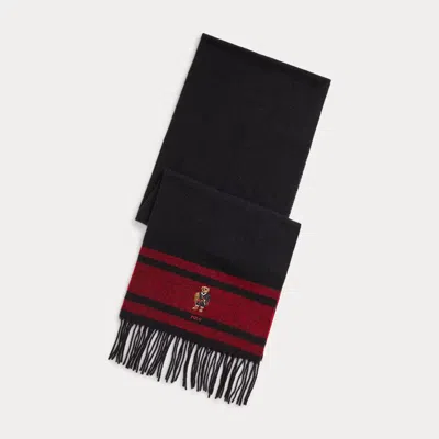 Ralph Lauren Polo Bear Striped Wool Scarf In Multi