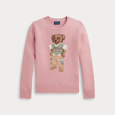 Ralph Lauren Kids' Polo Bear Sweater In Adirondack Rose In Pink